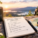 Affiliate marketing for beginners with no audience, showing a simple path from useful content and traffic to email subscribers and relevant offers