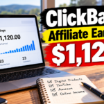 ClickBank affiliate earnings reaching $1,120 with digital products, YouTube and Amazon