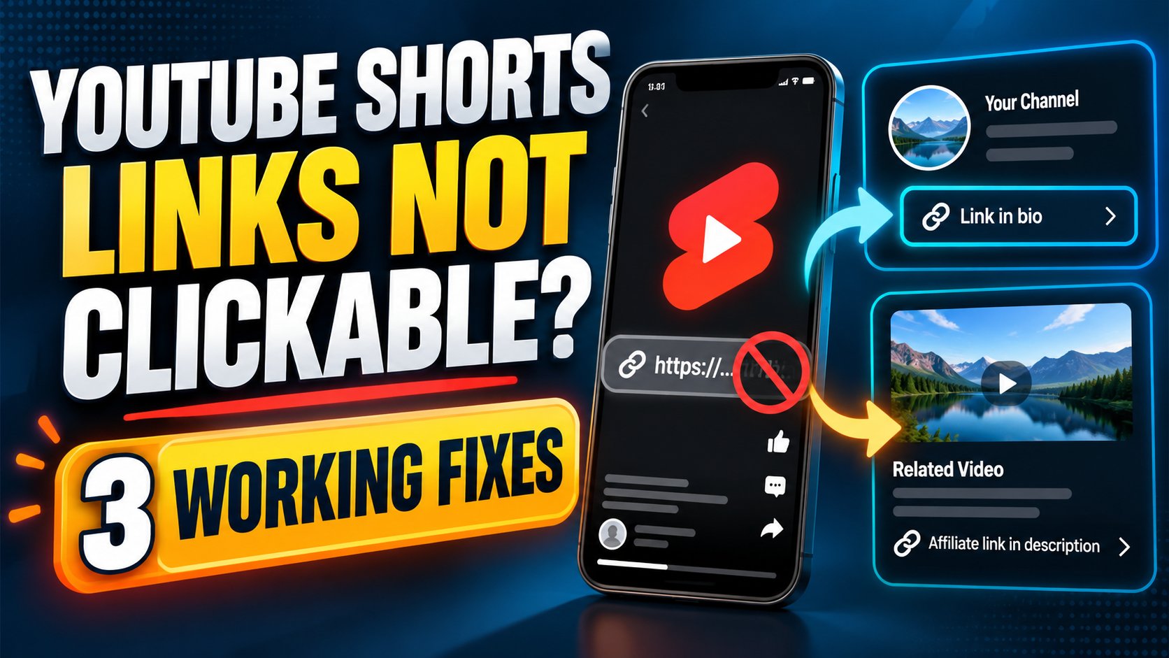 YouTube Shorts affiliate links not clickable? Three practical fixes using channel profile links and related videos.